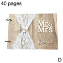 10/20/30/40 Pages Mr&Mrs Wedding Guest Sign Book Wooden Signature Guestbook DIY Photo Memory Book Album Anniversary Gift