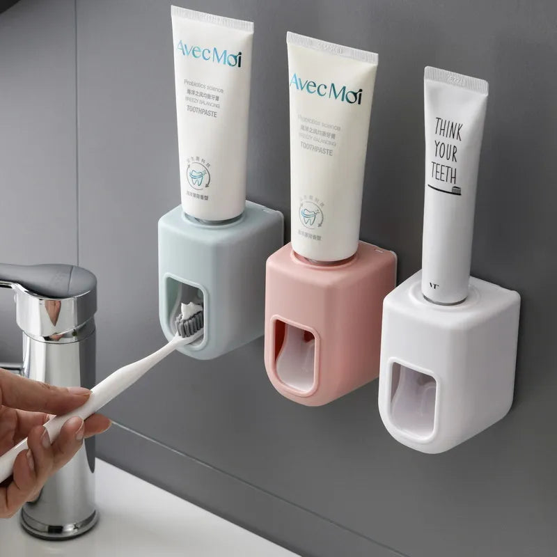 Creative Wall Mount Automatic Toothpaste Dispenser Bathroom Accessories Waterproof Lazy Toothpaste Squeezer Toothbrush Holder