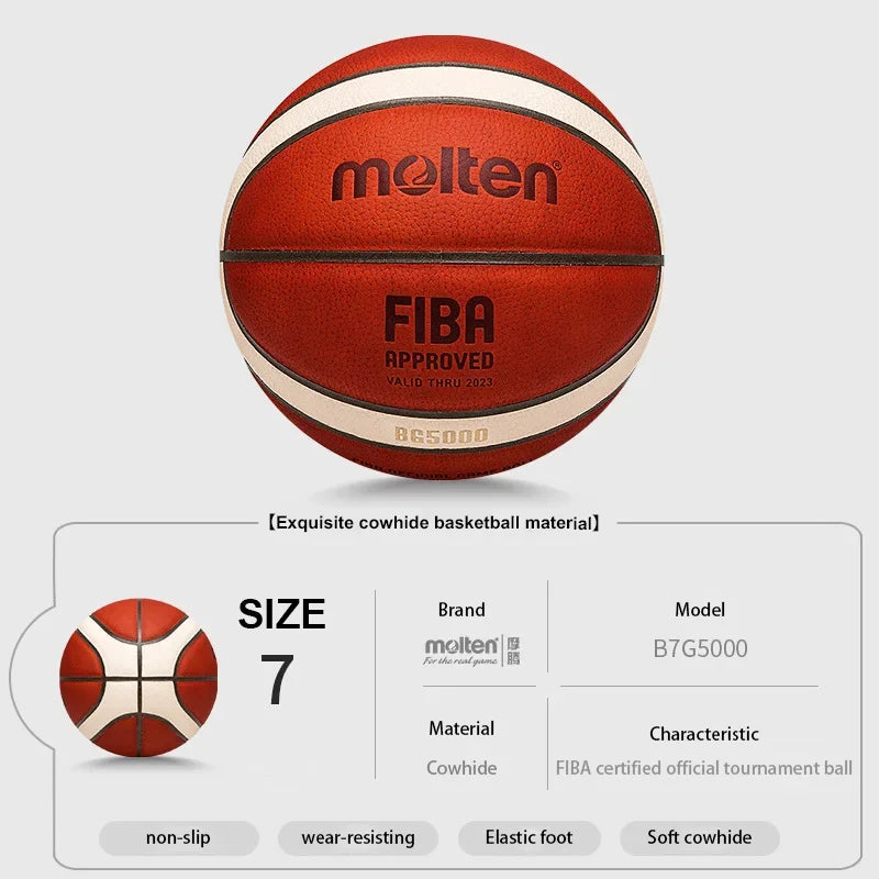 Molten BG5000 Official molten Cowhide professional compet Basketball Leather Basketball Indoor Competition 7 cof skin Basketball