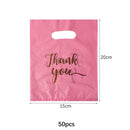 100/50/10Pcs Thank You Gift Bags Wedding Birthday Guest Gift Wrap Plastic Shop Bags Small Business Candy Pastry Store Packaging