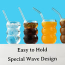 Bubble glass set of 2/4 drinking glasses,550ml ribbed drinking glasses,wave glass,latte macchiato glasses,iced coffee glasses
