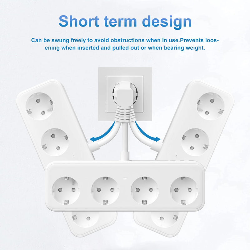 Multicontact EU Plug Power Strip 4 Outlet with 3 USB Electrical Socket Multiple 3840W 16A 240V Extension Cord For Home Office