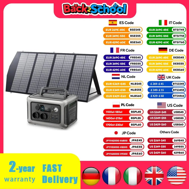 ALLPOWERS R600 Portable Powerstation with Solarpanel (Optional)，299Wh 600W LiFePO4 Battery for Home Backup Outdoors Camping RV