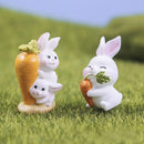 Cartoon Miniature Rabbit Figurine Mini Micro Landscape Miniature Resin Hare Easter DIY Accessories Carrot Bunny Statue