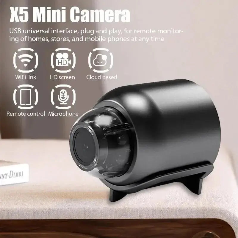 2MP HD X5 Mini WiFi Camera Included Sound Detector App Control for Home Office 140 Degrees Micro USB Baby Monitor