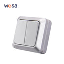 WESA Silvery Wall Surface Button Light Switch EU Spray Paint Plastic Outdoor 1 Gang 1 Way Wall Exterior Rocker On / Off  Switch
