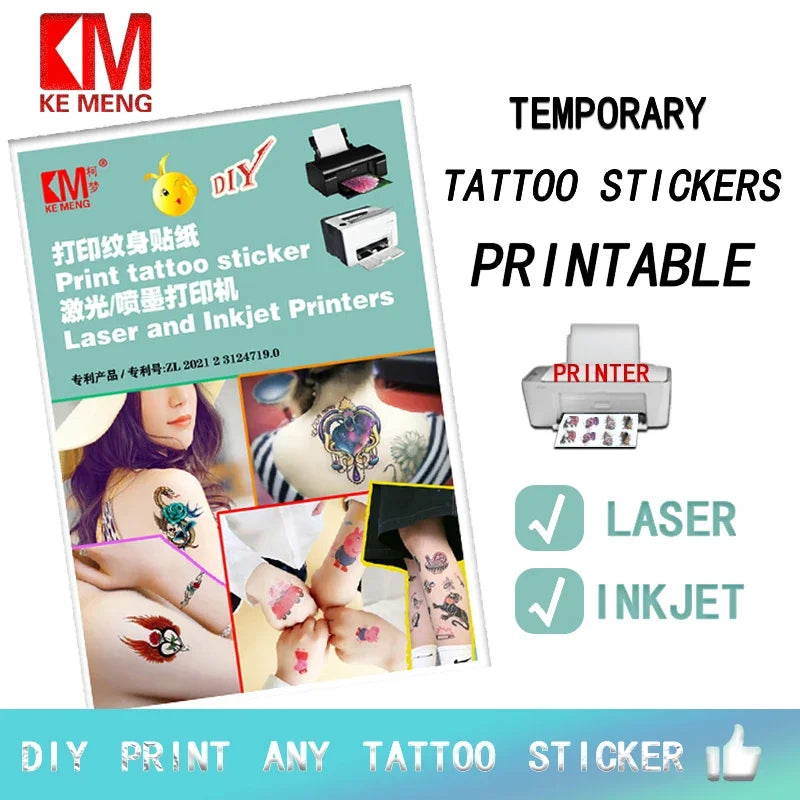 Temporary Tattoo Paper A4 size For Laser PrinterAnd Inkjet Printer DIY Printing