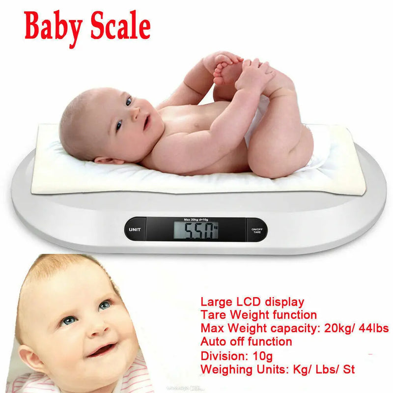 44LBS Electronic Digital Baby Scale Smart Infant Scale LCD Display ABS Weight Scale for Baby Pets 20KG