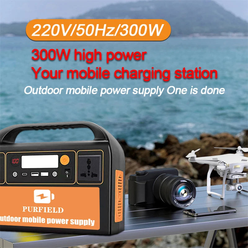 90000mAh  220V  AC 300W Portable Power Station  Solar Generator  DC Outdoor Emergency Power Supply Camping Outdoor Activities