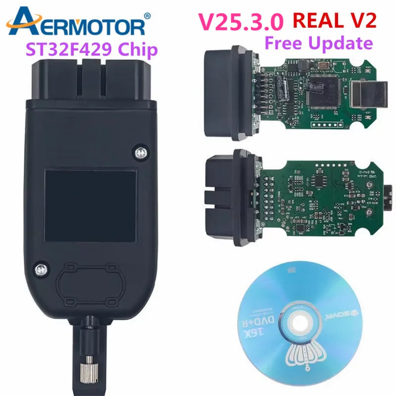 V25.3 Original For VAG HEX V2 USB Interface For VW AUDI Skoda Seat Real V2 Support CAN+UDS protocols ST32F429 Chip Unlimited VIN