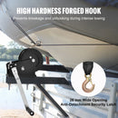 SucceBuy Hand Winch Boat Trailer Winch Heavy Duty Rope Crank Polyester Strap & Two-Way Ratchet Manual Operated Hand Crank Winch