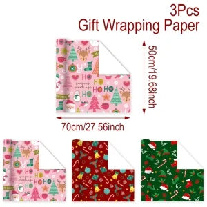 Christmas Gift Wrapping Paper Roll Merry Christmas Decoration For Home 2024 Navidad Noel Natal Kerst Happy New Year 2025