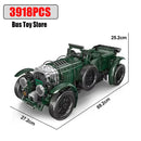 Classical Technical Green Blower Car Model Remote Control Vintage Car Building Blocks Toy Collectible for Adults Christmas Gifts