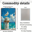 8x12 Inch Metal Sign - Coastal Seagull & Pier Wall Art, Distressed Finish, Rustic Nautical Decor for Home, Cafe, Beach House