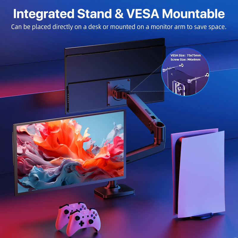 UPERFECT 18.4 Inch 4K UHD Portable Gaming Monitor HDR 3MS FreeSync IPS HDR Computer Display Bulit in Dual Speakers VESA OSD Menu