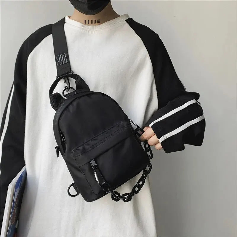 Solid Color Wide Shoulder Strap Chest Bag Versatile Single Shoulder Bag Fashionable Crossbody Bag Handbag