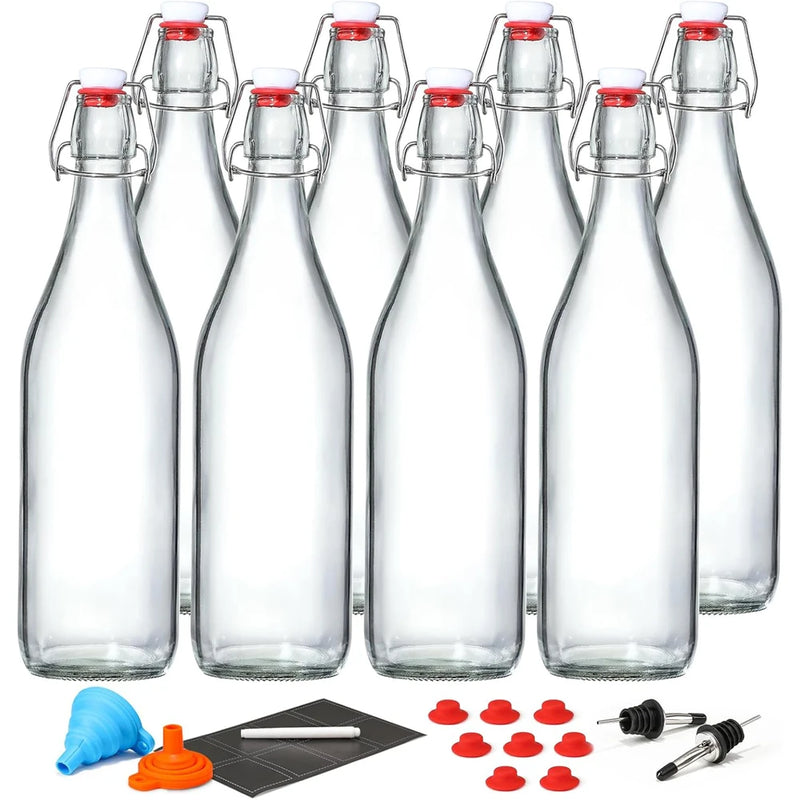 1L Swing Top Glass Bottles Airtight Stopper Lids Flip Top Brewing Bottle for Fermentation, Kombucha, Mead, Vinegar, Beer, Kefir