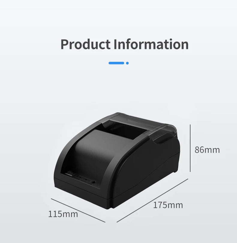58MM USB+Bluet Thermal Receipt Printer High Speed Printing 80mm/sec, Compatible with ESC/POS Print Commands for restaurant 58A