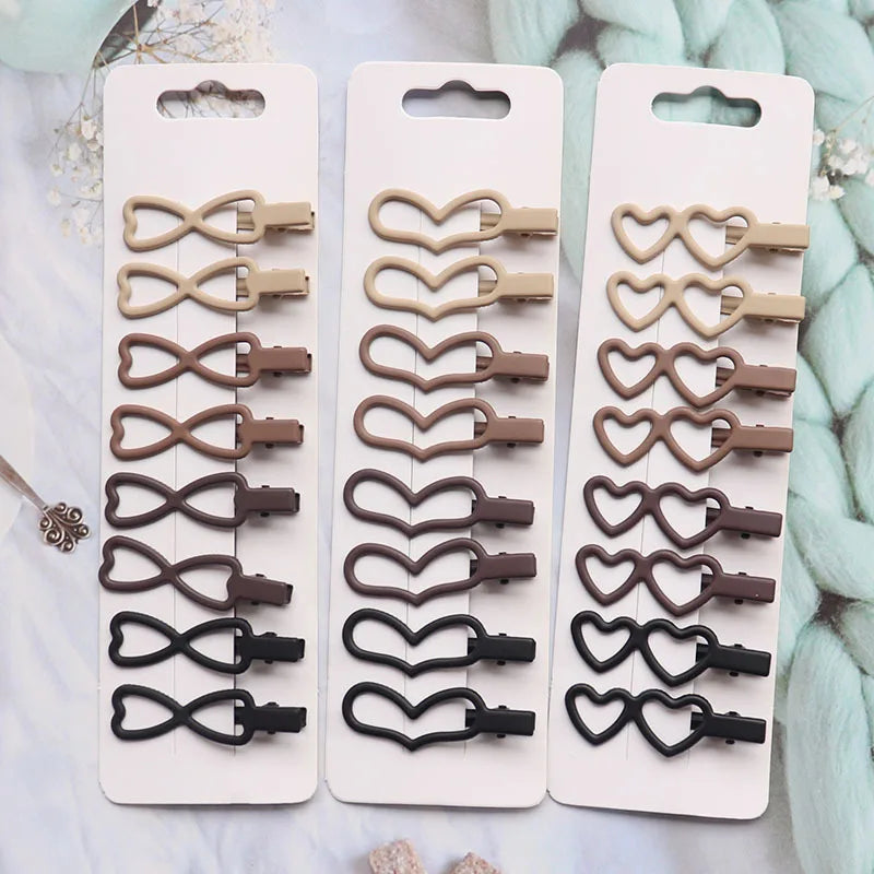 8Pcs/Set Women Girs Vintage Frosted Geometry Hairpins Adult Lovely Alloy Ornamentr Hair Clips Female Fashion Hair Accessories