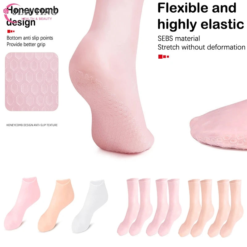 1pair Feet Care Long/short Gel Socks Gloves Moisturizing Silicone Socks Foot SkinCare Hand Protectors Anti Cracking Spa Home Use