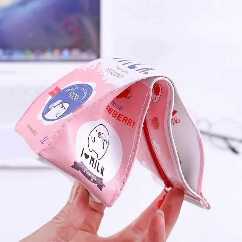 Milk Carton Bag Pupil Cute Pencil Case Creative Large   Female Stationery Box Pink Strawberry Rabbit Make Up Cosmetics