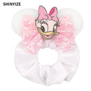 New Chic Disney Mickey Mouse Ears Hair Scrunchies Sequins 4"Bows Elastic Headband Women Velvet Girls DIY Hair Accessories Gift