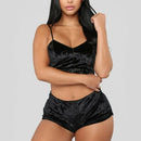 Women Sexy Lingerie Set Oil Shiny Nightwear Super Soft Short Sleepwear Sleeveless Crop Tops Solid Shorts Pajamas Set Casual Wear