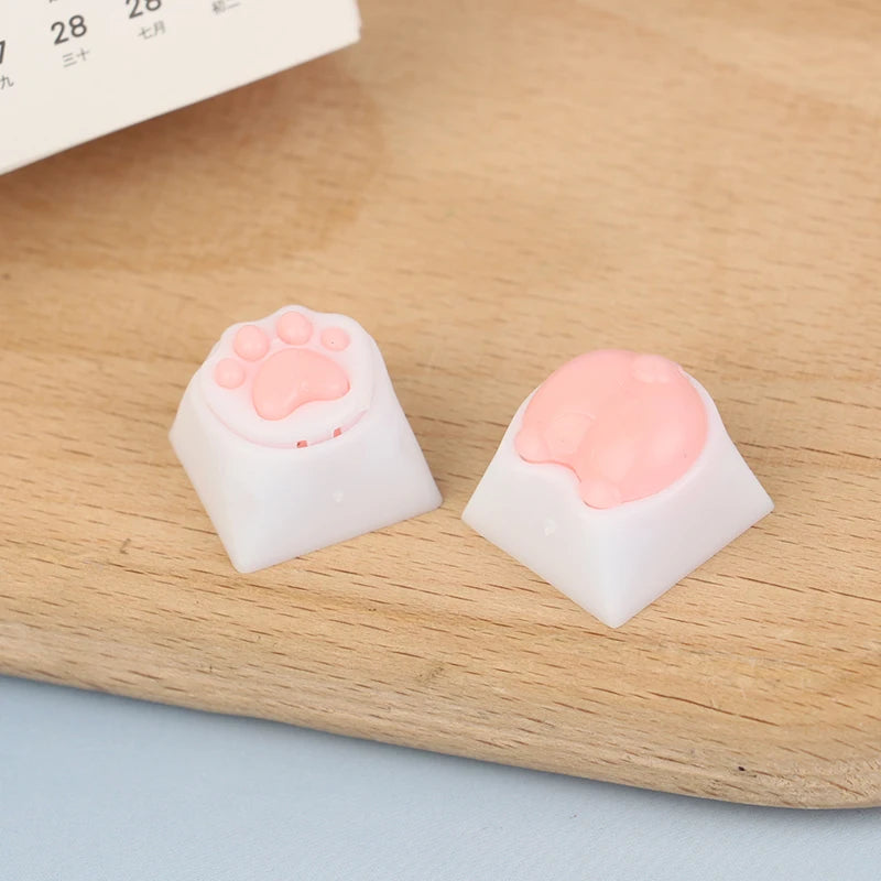 Cute Cat Paw Keycaps For Mechanical Keyboard For Cherry MX Switch DIY Custom Key Cap Soft Silicone Keycup Artisan Pink Color