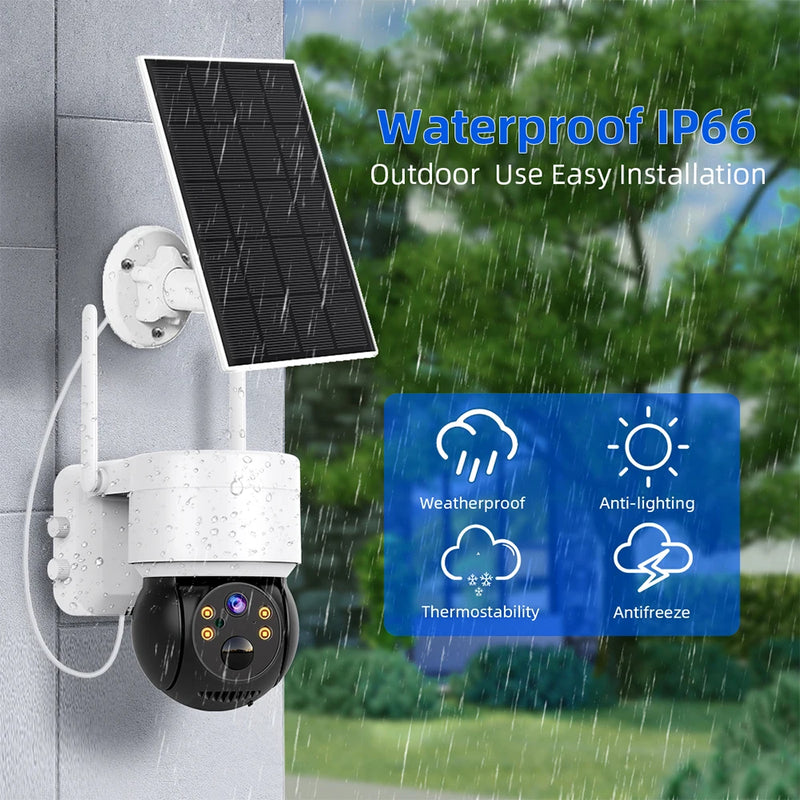 Hiseeu 1080P Wifi Solar Camera Outdoor Wireless Surveillance IP Camera with Solar Panels, PIR Motion Detection Camera, PTZ Wifi