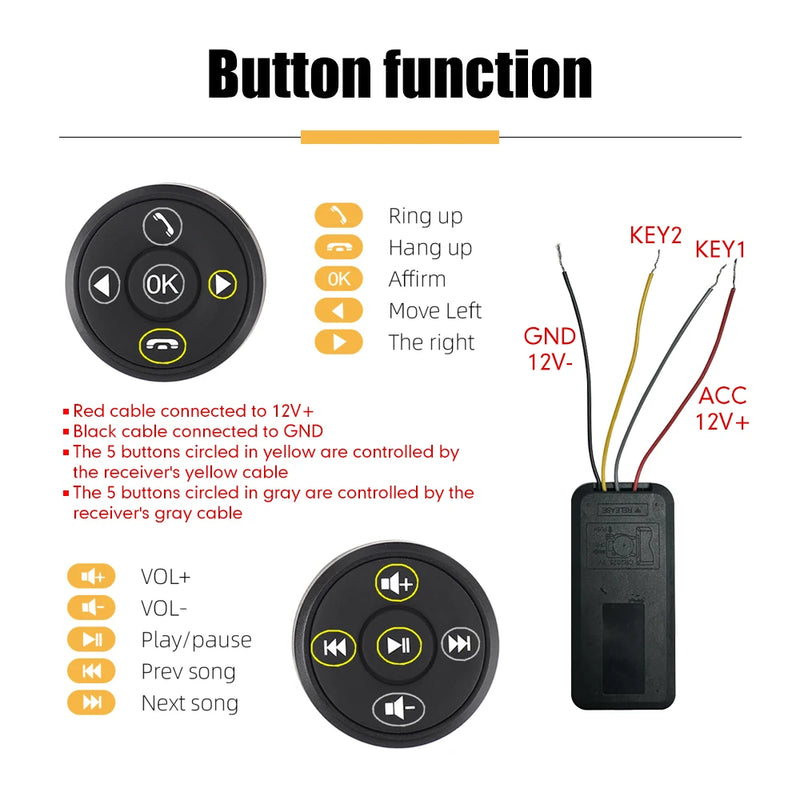 Universal Wireless Steering Wheel Multi Function button Bilateral Car Multi-function Switch Round Buttons Car Tuning Parts