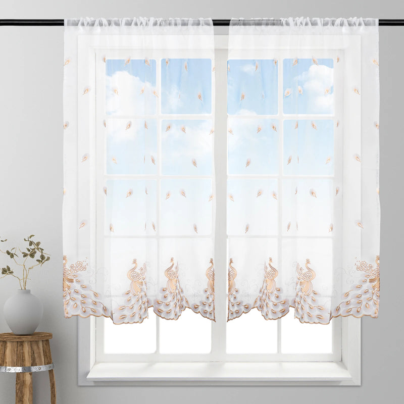 Window Sheer Curtains Rooms Decorations Living Room Bedroom Study Embroidered Craft Curtain Drapes  Coffee 1*1.2m