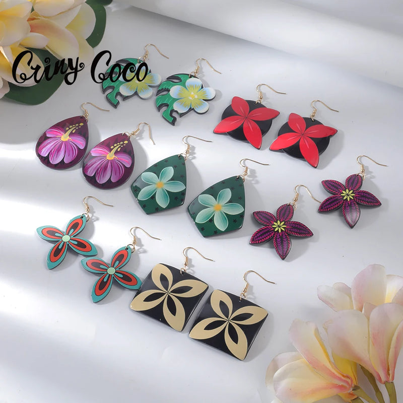 Cring Coco New in Earrings Hawaiian Acrylic Earring Woman New Zealand Fashion Tortoise Earings Drop Earring Jewelry for Women