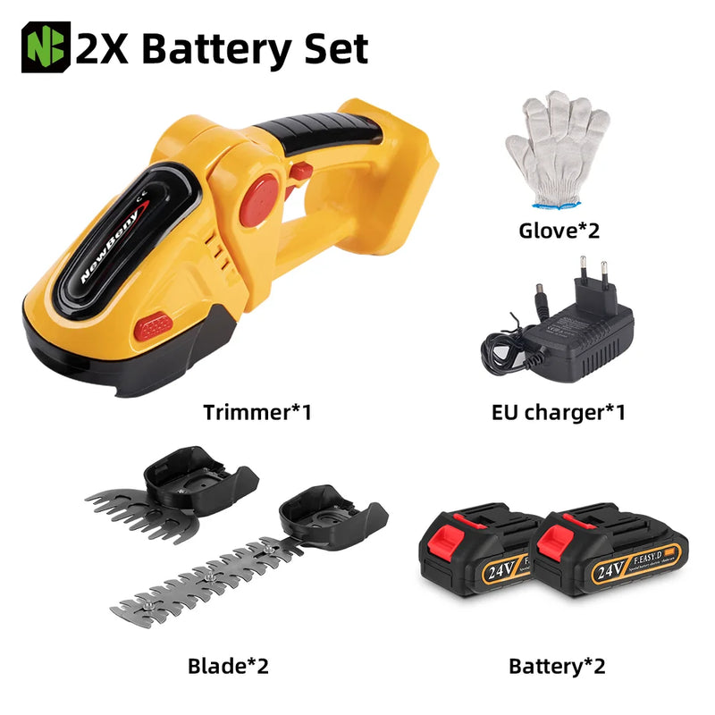 NEWBENY 2 IN 1 Electric Hedge Trimmer Handheld Cordless Lawn Mower Pruning Scissors Garden Power Tool For Makita Battery Pin