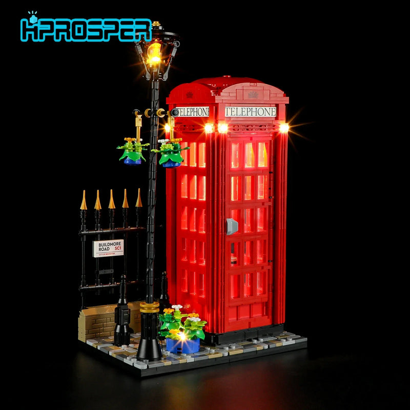 Hprosper LED Light For Lego 21347 Red London Telephone Box Decorative Lamp With Battery Box (Not Include Lego Building Blocks)