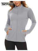 TACVASEN Full Zip UPF 50+ Sun Protection Summer Jackets Womens Long Sleeve Shirts Casual Jackets W/ Zipper Pockets Tops Outdoor