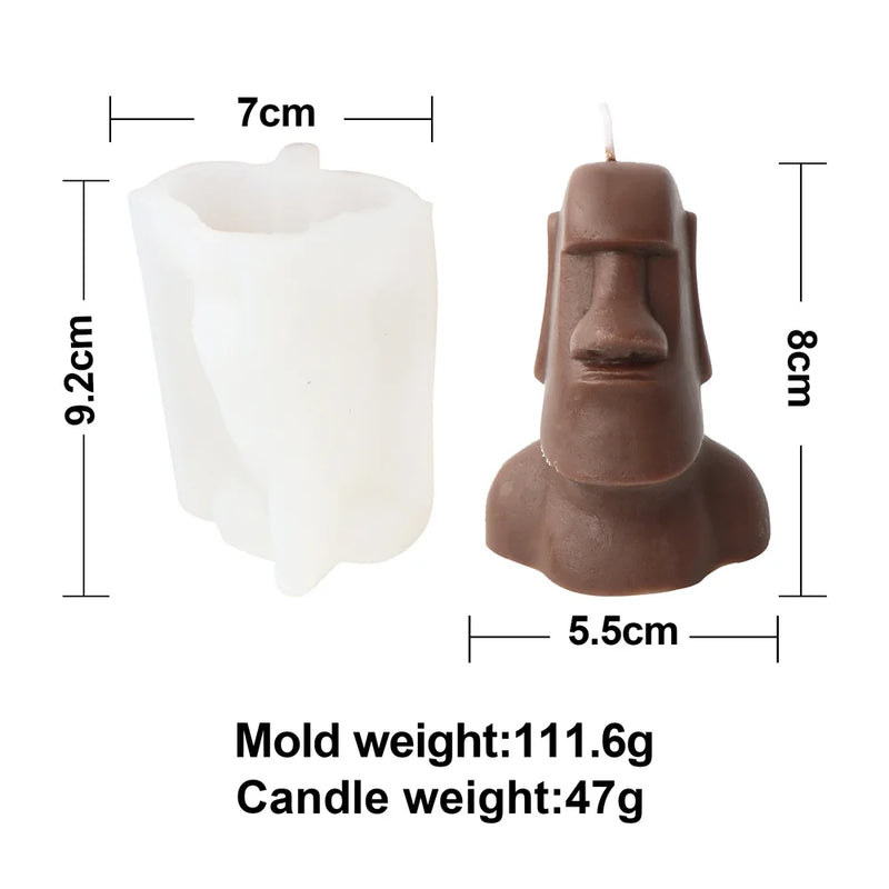 Hot Big Nose Stone Man Candle Silicone Mold Easter Island Moai Statue Crafts Abstract Carving Upper Body Epoxy Resin Mould