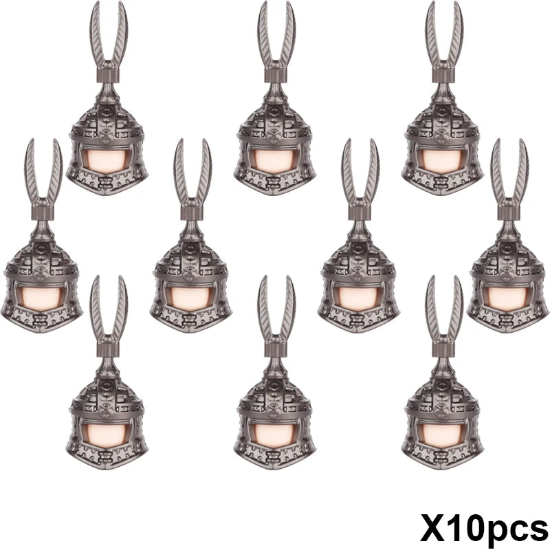 MOC Medieval Accessories Series Building Blocks Military Army Soldier Armour Shield Helmet Sword Crown Weapon Knight Bricks Toys