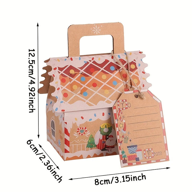 5/10pcs Christmas Gingerbread House Shape Gift Boxes Snowman Candy Snack Cookies Paper Box 2024 Xmas Party Decoration Supplies