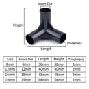 I.D 8/12/16/19mm Black Plastic Pipe Connector DIY Shelf Water Tube Joint Tent Fixed Connector Tee Four Way Elbow Straight Joint