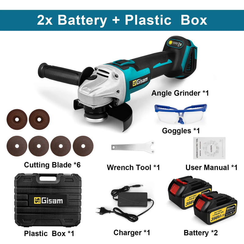 Gisam 125mm 4 Gears Brushless Angle Grinder Cordless Grinding Polishing Cutting Machine Power Tools For Makita 18V Battery Pin