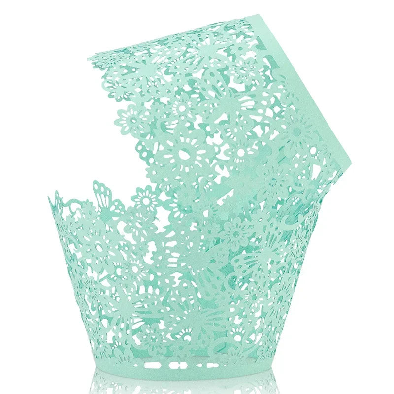 50 Pcs Laser Cut Hollow Cupcake Wrappers Baby Shower Muffin Cupcake Baking Cups Wedding Birthday Party Cake Decoration