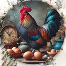 Chic Rooster 7.8" Round Aluminum Metal Sign - HD Waterproof \u0026 Rust-Proof Decor for Bedroom, Office, or Coffee Station