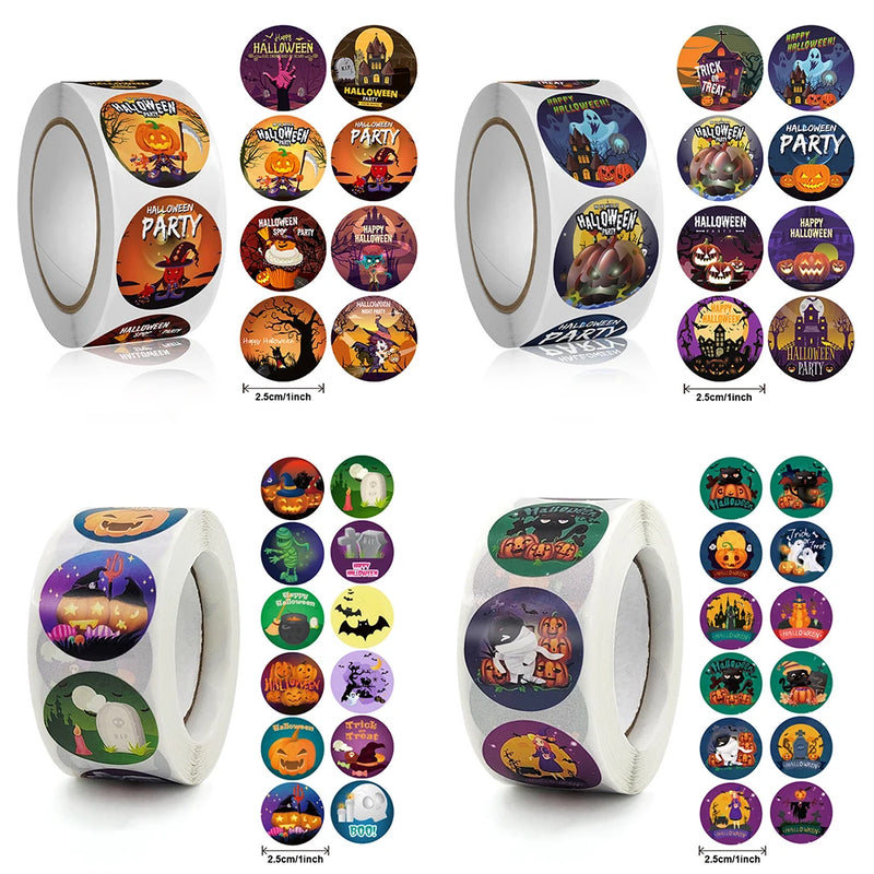 500Pcs Halloween Stickers Funny Pumpkin Emote Ghost Paper Stickers for Gift Packing Bag Sealing Labels Halloween Decoration 2024