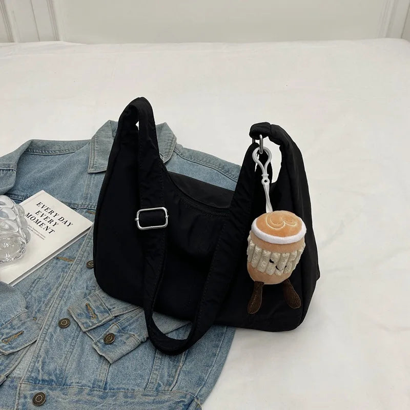 Women Japan Style Hobo Crossbody Bag Large Capacity Ins Style Versatile Embroidery Shoulder Bag Waterproof Commuter Bag