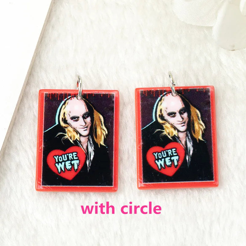 10Pcs Halloween Charms Two Side Print Acrylic Creative Pendant For Necklace  Keychain Diy Making