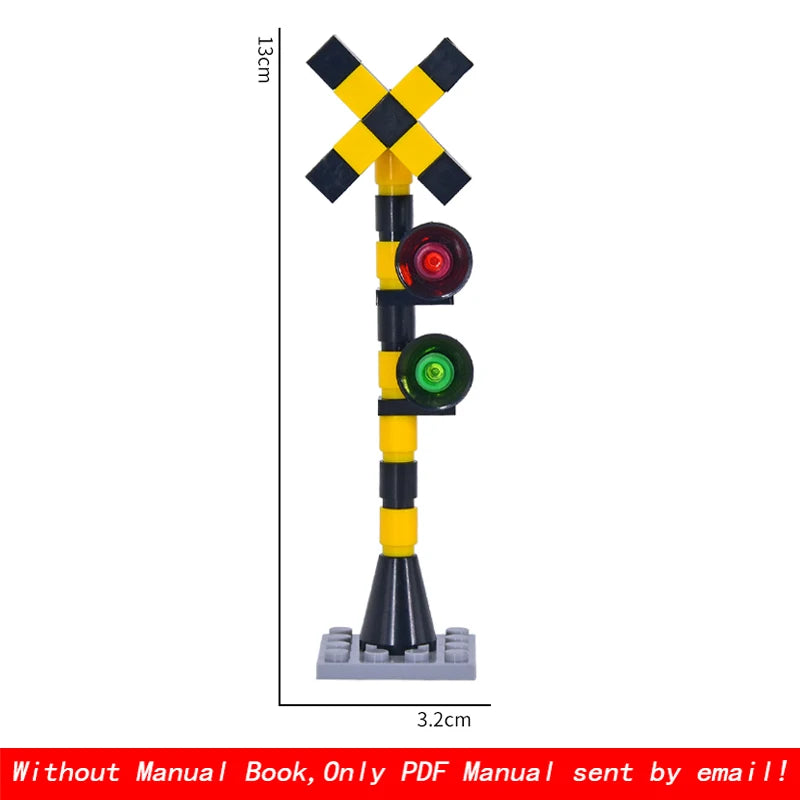 MOC Creative Expert City Train Traffic lights Railing Crossing Railway Express Bricks Building Blocks DIY Toys for Kids gifts