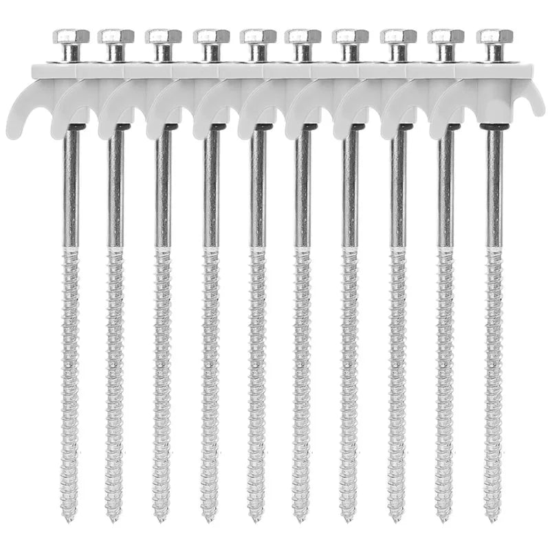 10/2pcs Metal Tent Spikes Camping Pegs Drill in Ground Anchors Heavy Duty Spiral Screw with Hex Socket Stakes Camping Stakes