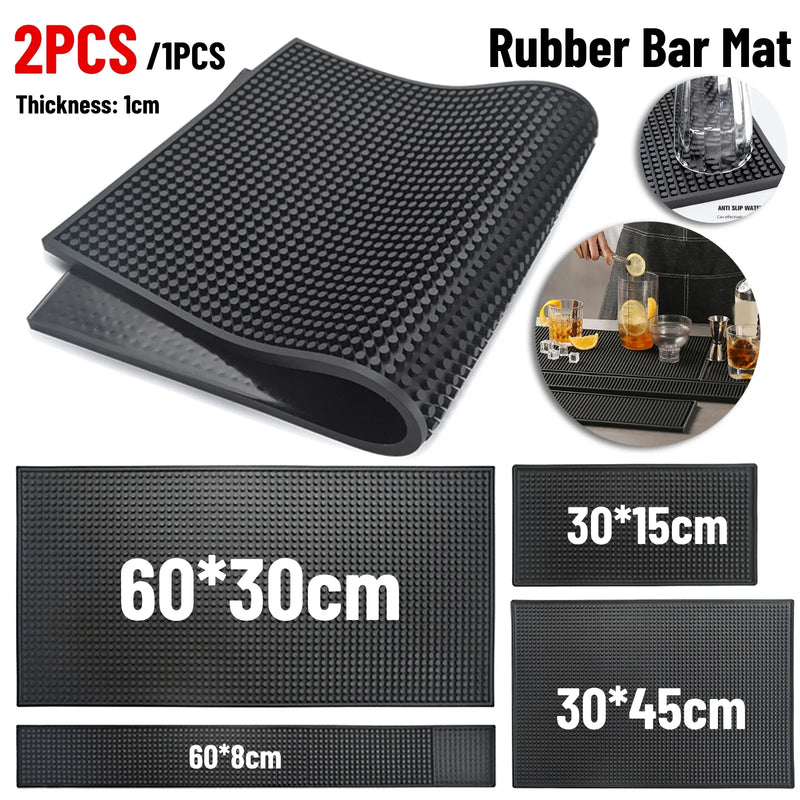 Bar Mat Rubber Coffee Bar Mats Anti-slip PVC Cup Mat Waterproof Heat Resistant Drain Mat for Bar Cafe Barista Cocktail Bartender