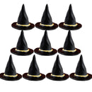 10Pcs Mini Witch Hat And Witch Cauldron Pots Cute Resin Accessories Black Wizard Hat For Halloween Party Home Decor DIY Crafts
