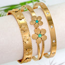 3Pcs/Sets Stainless Steel Clover Flower Bracelet For Women Leisure Wedding Jewelry Party Holiday Valentine's Day Female Gifts